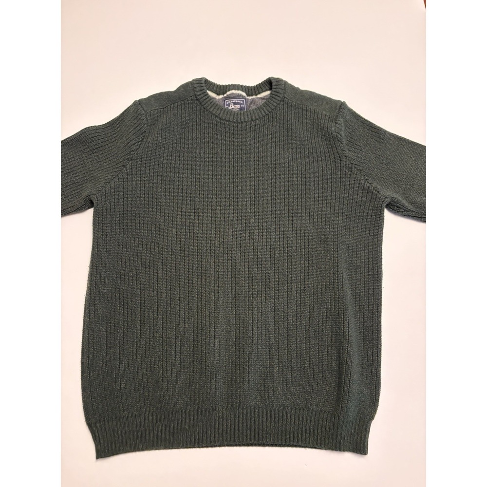G.H. Bass & Co Men's Dark Green Ribbed Crewneck Knit Sweater Size XL Cotton